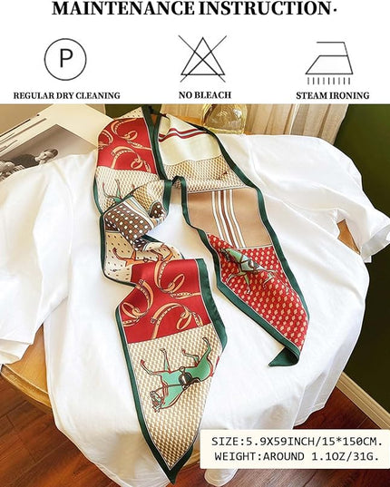 Head Scarf Purse Handle Neck Satin Hair Scarfs For Bag Lightweight Silky Long Thin Women's Fashion Scarves 59 * 5.9”