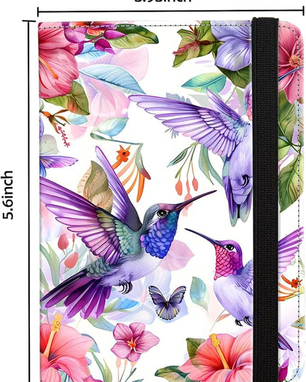 Passport Holder,Cute Passport Cover,Travel Wallet with Credit Card Slots Rfid passport Wallet Waterproof Documents Organizer Women Men (Hummingbirds flowers)