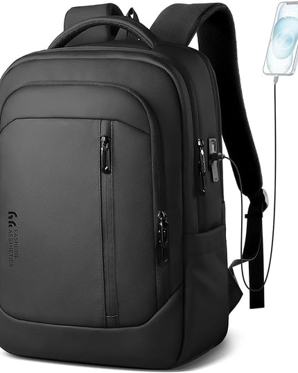 17 Inch Laptop Backpack for Travel, Business Laptops Backpack with USB Charging Port for Men/Women, Water Resistant Work Computer Backpack, Lightweight College Laptop Backpack Bag - Black