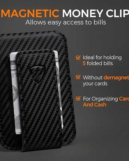 RUNBOX Slim Wallet for Men Front Pocket wallet with Magnetic Money Clip Minimalist Leather RFID Blocking wallet