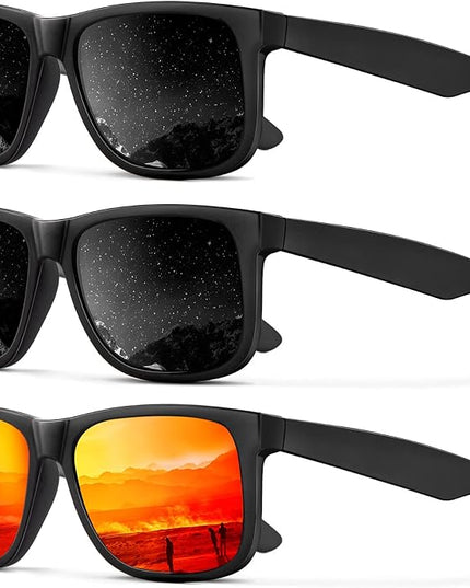 KALIYADI Sunglasses Men Polarized Sun glasses for Mens Womens Classic Matte Black Frame UV Protection 3pack