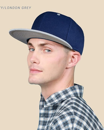 CHOK.LIDS Flat Bill Visor Classic Snapback Hat Blank Adjustable Brim High Top End Trendy Color Style Plain Tone Baseball Cap
