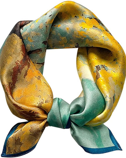 kcctoo 27.5" Mulberry Silk Feeling Head Scarf Women's Fashion Square Neck Satin Scarfs for Bag Hair Scarves Gift