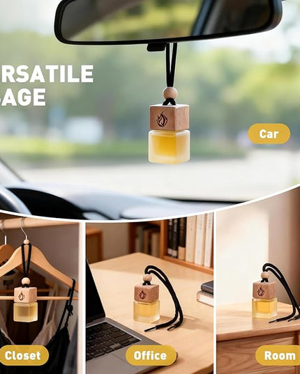 Car Air Freshener Hanging 2 Pack, Teakwood & Cashmere Fragrance Essential Oil Diffuser, Long Lasting Car Scent, Car Accessories for Women Men
