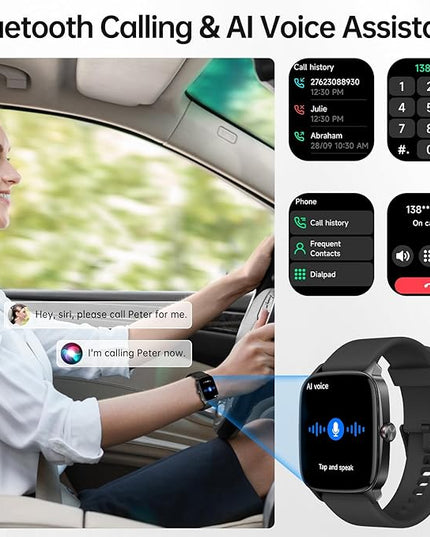 Smart Watches for Women Men with Bluetooth Call & AI Voice, 1.85" HD Fitness Tracker with Heart Rate SpO2 Sleep Monitor, 100+ Sports Modes,Mini Games, IP68 Waterproof Smartwatch for Android iOS Phones