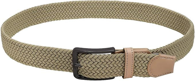 Falari Men Women Multicolored Elastic Stretch Braided Belt Canvas Fabric Woven No Holes Belt