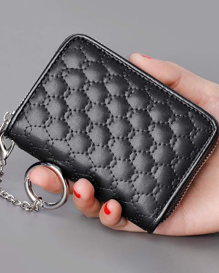 FurArt Zipper Wallet Women, RFID Blocking Credit Card Wallet, Business Card Holder, Compact Size KeyChain Wallet