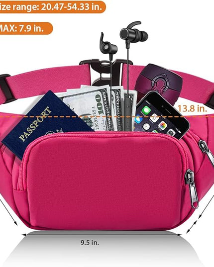 Large Fanny Pack for Women Men - Syican Waist bag with 3-Zipper Pockets, Gifts for Enjoy Sports Traveling Workout Casual Hands-Free crossbody bags Fits MAX 7.9'' iPad & 6.6'' Phone