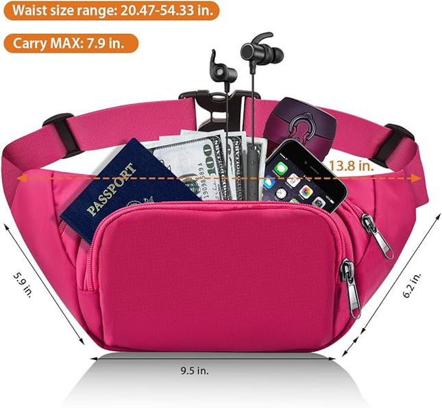 Large Fanny Pack for Women Men - Syican Waist bag with 3-Zipper Pockets, Gifts for Enjoy Sports Traveling Workout Casual Hands-Free crossbody bags Fits MAX 7.9'' iPad & 6.6'' Phone