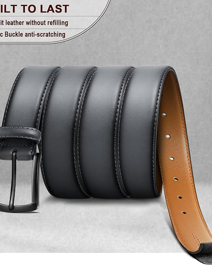 KEMISANT Men Belt 2Pack – Genuine Leather Belt for Men Dress Casual Golf Jeans 1 3/8"