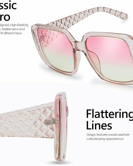 The Fresh Women's Oversized Square Jackie O Cat Eye Hybrid Butterfly Fashion Sunglasses - Exquisite Packaging