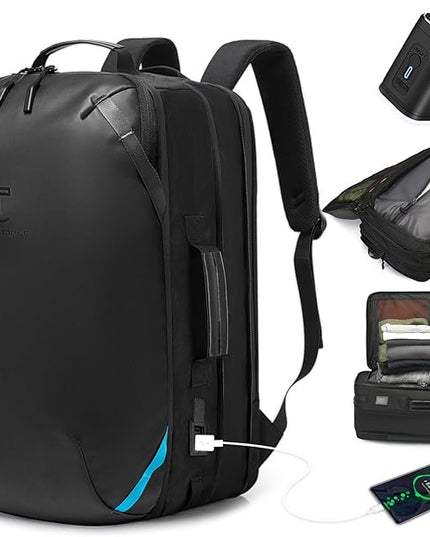 Vacuum Compression Backpack with Pump, Extra Large Capacity 45L Expandable Travel Backpack, Water Resistant 17.3" Laptop Backpack with USB Charging Port for Men & Women