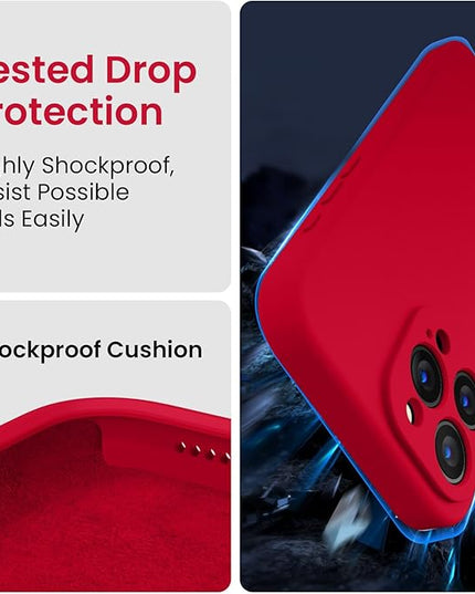 FireNova Designed for iPhone 16 Pro Max Case, Silicone Upgraded [Camera Protection] Phone Case with [2 Screen Protectors], Soft Anti-Scratch Microfiber Lining Inside, 2024, Deep Red