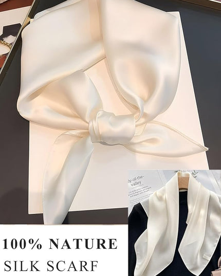 100% Mulberry Silk Scarf for Women Hair Lightweight Square Neckerchief Wrap For Head Scarves 21"