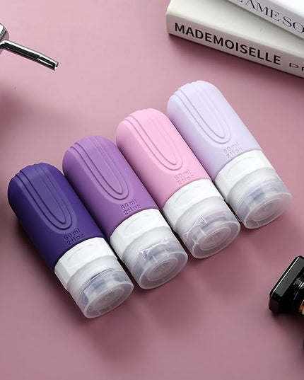 Travel Bottles for Toiletries, Tsa Approved 2oz Travel size Bottles, BPA Free Leak Proof Travels Toiletry Containers, Traveler Accessories with Toiletry Bag for Shampoo Liquid (4 Pack)