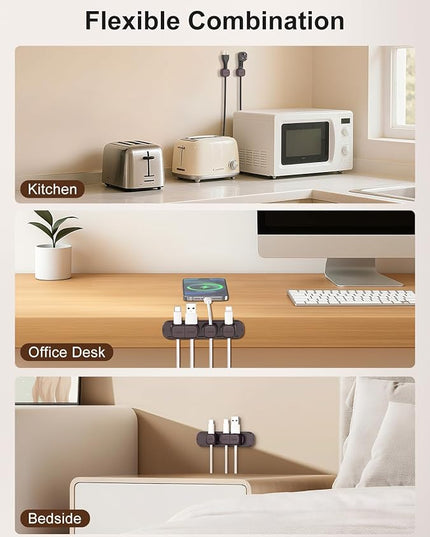 6 Pack Magnetic Cable Clips [1s Open/Lock], Laitver Cord Organizer Holder Strong Adhesive Desk Cable Management- Organize Charging Cords Neatly for Home, Office, Car,Desk, Nightstand-Bronze