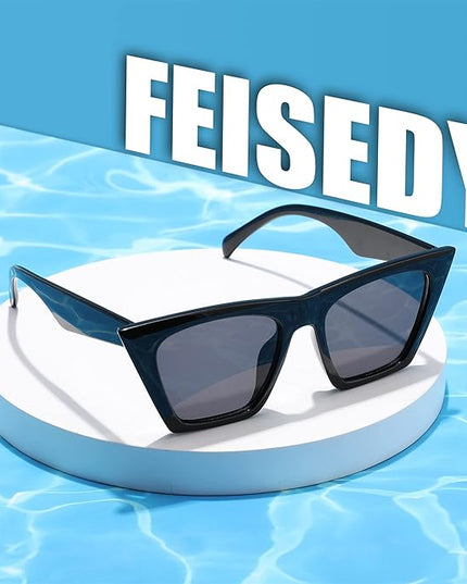 FEISEDY Vintage Square Cat Eye Sunglasses Women Trendy Cateye Sunglasses B2473
