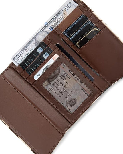 Montana West Trifold Wallets for Women Western Cow Print Small Card Wallet Ladies Female Travel Wallets Women's Small Clutch Wallet with ID Window and RFID Lining