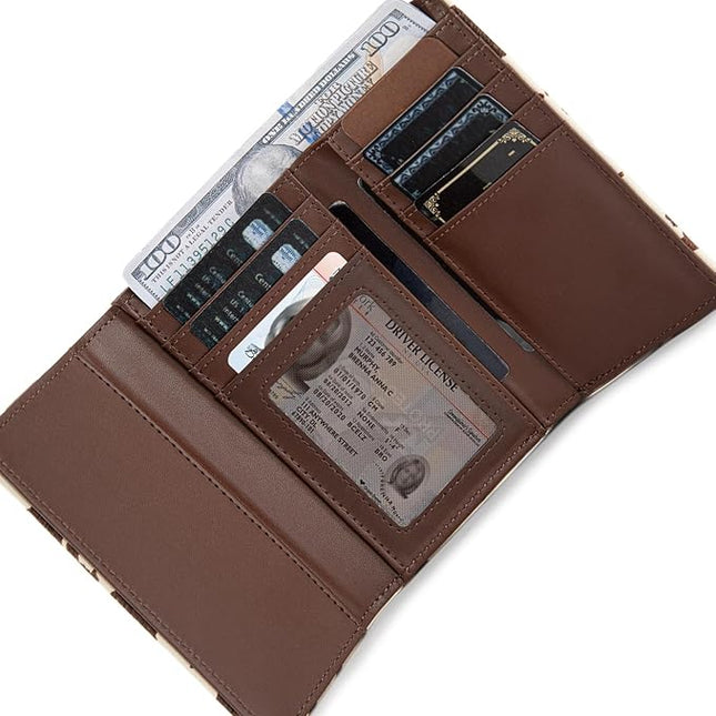 Montana West Trifold Wallets for Women Western Cow Print Small Card Wallet Ladies Female Travel Wallets Women's Small Clutch Wallet with ID Window and RFID Lining