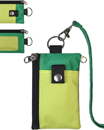 Minimalist RFID Blocking Small Wallet with ID Window,WaterResistant Zip Id Case Wallet with Lanyard Keychain for Cards,Cash,Travel,Women,Men
