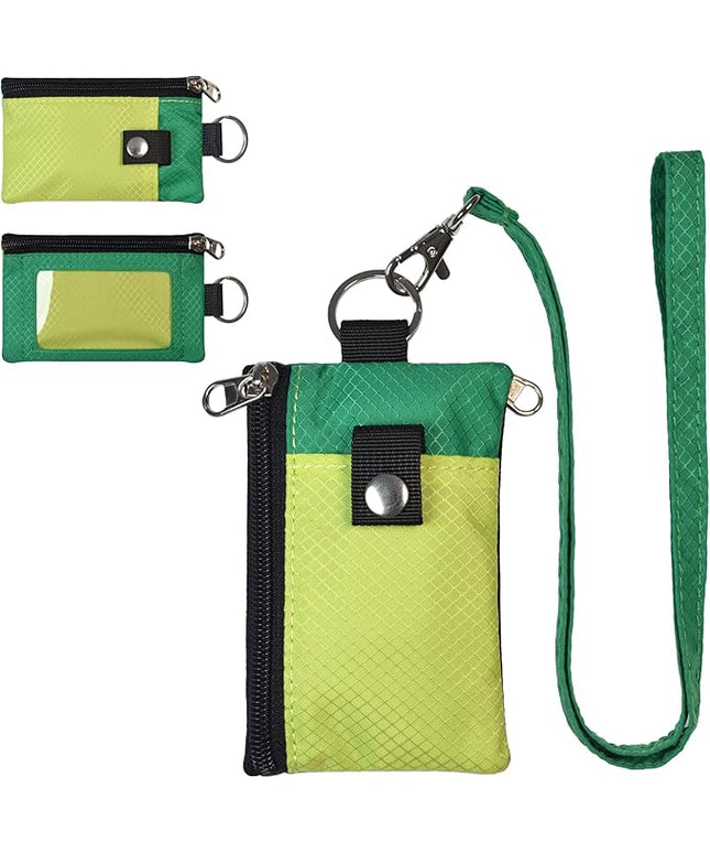 Minimalist RFID Blocking Small Wallet with ID Window,WaterResistant Zip Id Case Wallet with Lanyard Keychain for Cards,Cash,Travel,Women,Men