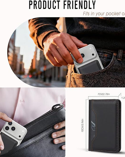 ASAPDOS for MagSafe Wallet,Magnetic Card Holder RFID Blocking Wallet with 5 Card Slots & Cash Pocket for iPhone 17/16/ 15/14/ 13/12/ Pro/Max/Plus/Air Black