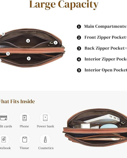 S-ZONE Fanny Packs for Women Genuine Leather RFID Blocking Crossbody Bags Purses Sling Waist Chest Bag Gifts Travel Running Adjustable Strap Men