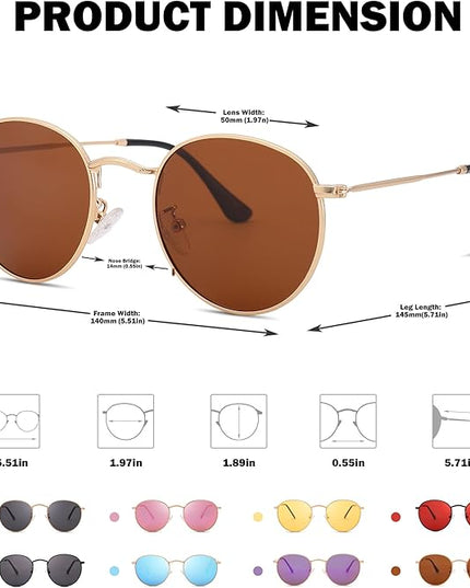 Pro Acme Small Round Metal Polarized Sunglasses for Women Retro Designer Style