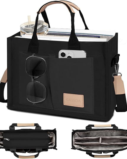 Canvas Tote Bag for Women Crossbody Work Purse with Pockets Top Handle Handbag Satchel Bags for Travel Nurse Teacher