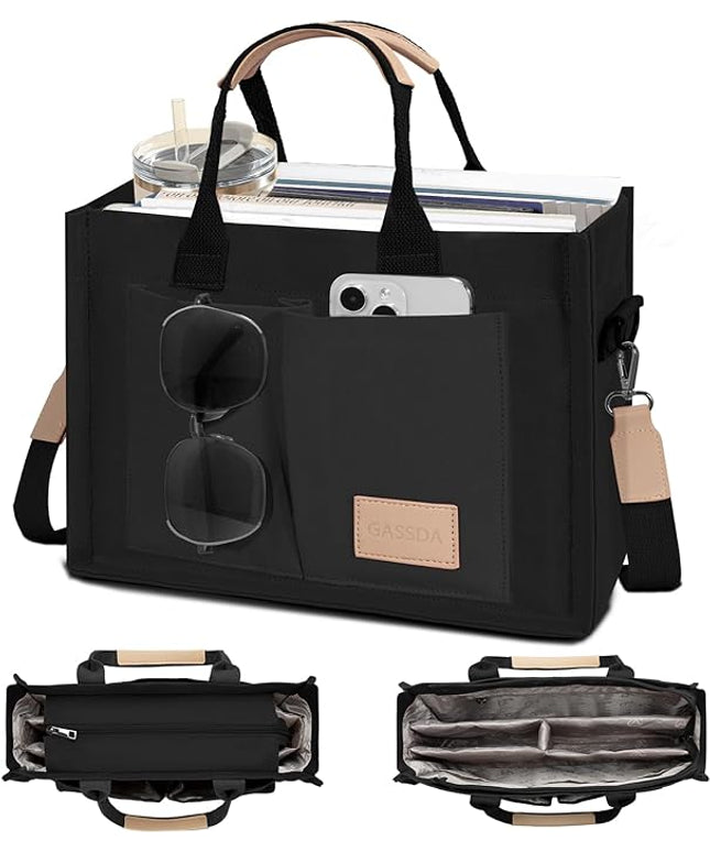 Canvas Tote Bag for Women Crossbody Work Purse with Pockets Top Handle Handbag Satchel Bags for Travel Nurse Teacher