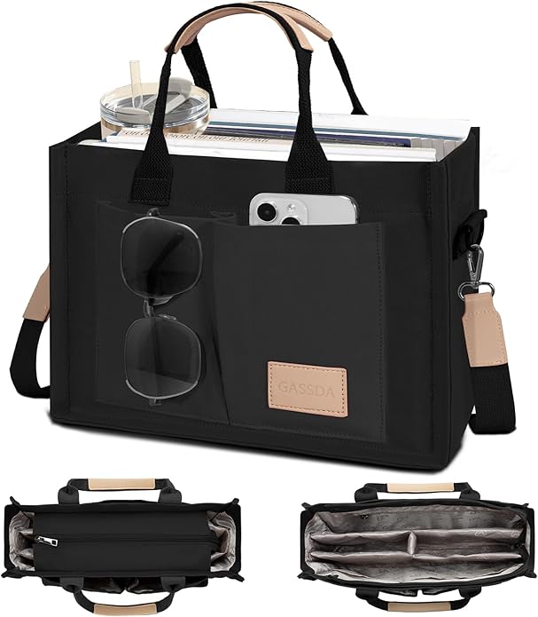 Canvas Tote Bag for Women Crossbody Work Purse with Pockets Top Handle Handbag Satchel Bags for Travel Nurse Teacher