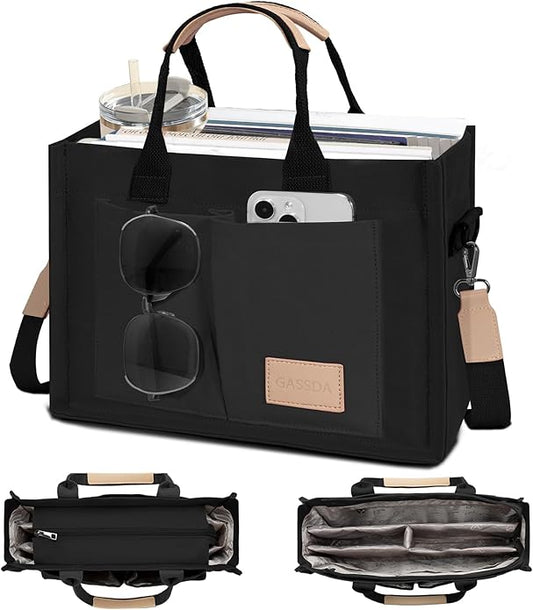 Canvas Tote Bag for Women Crossbody Work Purse with Pockets Top Handle Handbag Satchel Bags for Travel Nurse Teacher