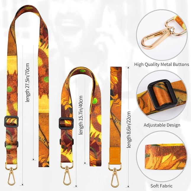 Phone Lanyards, Wrist lanyards for Keys, Adjustable Shoulder Neck Strap,Universal Crossbody Cell Phone Lanyard for ID Badges,Card Holder, Car Key, and Most Smartphones (Sunflower)