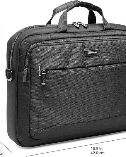 Amazon Basics Laptop Carrying Case with Shoulder Strap and Handle, Large Capacity, 15.6 in, Black