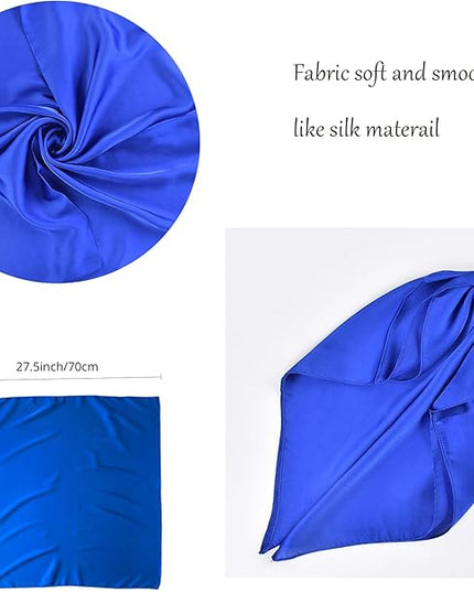 CHUNG Women's Square Satin Scarf 27.5" Bandanas Solid 50s Retro Neck Scarves Emulation Silk Handbag Hair Ribbons Necktie