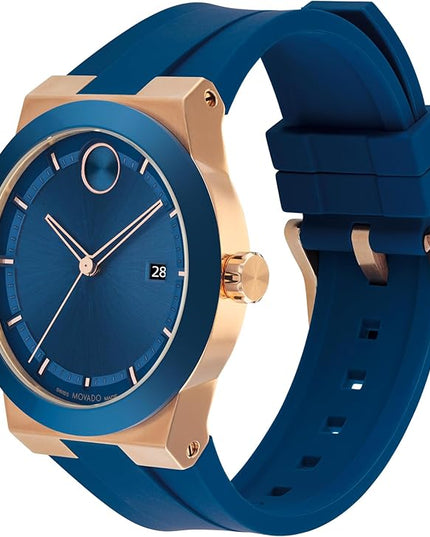 Movado Bold Fusion Men's Luxury Quartz Watch - Swiss Movement, Silicone Strap, Water Resistance 50 Meters (5ATM) - Classic Timepiece - Gift for Him - 42mm