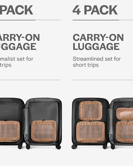Aerotrunk Compression Packing Cubes for Travel - Luggage Organizer Bags - Double Zipper Packing Cubes for Suitcases (2-Pack, Mocha)