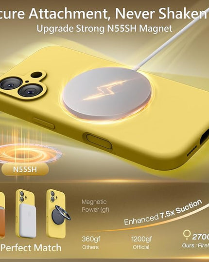 FireNova Magnetic for iPhone 17 Case, Compatible with MagSafe, [Integrated Silicone Camera Control Button] [Camera Protection] Anti-Scratch Microfiber Lining Phone Case, 6.3", Yellow