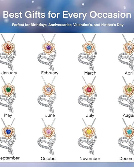 LAVALE Heart Birthstone Necklace for Women, Ideal Anniversary Birthday Gifts for Women Wife Girlfriend Her, Amazing Valentine's day Gift for Mom Women