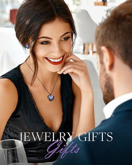 CDE Christmas Gifts for Women Angel Wings Necklace for Women with Birthstone, Love Heart Silver Tone/Gold Tone Pendant, Ideal Anniversary or Birthday Jewelry Gifts for Wife Girlfriend Her