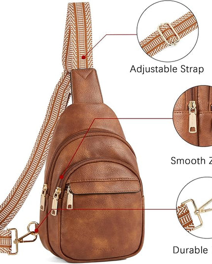 BOSTANTEN Small Sling Bag for Women Leather Crossbody Bags Fanny Pack Chest Bag for Travel