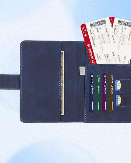 2 Pack Passport Holder for Travel, Passport Wallet Cover Case Waterproof RFID Blocking Passport Holder with Pen Holder Travel Essential, Passport Book Holders for Women and Men(B)