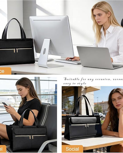 Laptop Bag for Women 15.6 Inch, Professional Tote Briefcase Purse, Eco-friendly Leather Teacher Bag Work Bag for Business