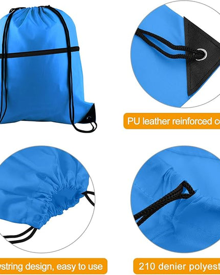 KUUQA 12Pcs Drawstring Bag Sports Gym String Backpack Bulk Cinch Bag Sackpack with Zipper for School Yoga Sport Gym Traveling