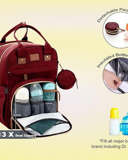 BosiBozi Baby Diaper Bag Backpack, Waterproof & Multi-Functional Baby Bag for Moms Dads, Travel Diaper Bag with Insulated Pockets & Pacifier Case