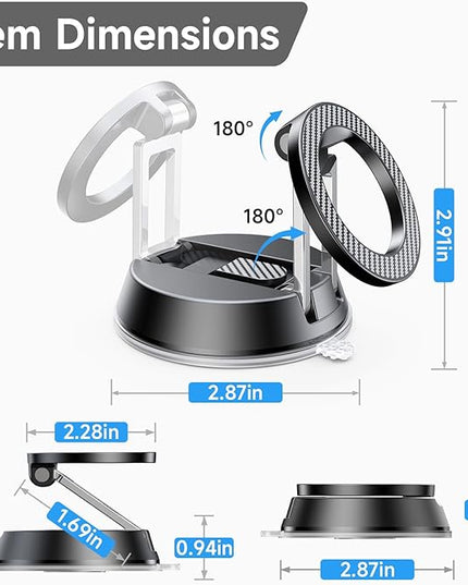 NeverFall Car Phone Holder for MagSafe [78+LBS Ultra Grip | 2400gf Magnetic Power] 360° Foldable Car Mount Cell Phone Holders for Your Car for iPhone 17-12 All Smartphones, Carbon Fiber