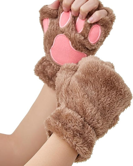 Cat Paws Gloves Fingerless Bear Furry Paw Cute Hand Gear Cosplay Costume Accessories