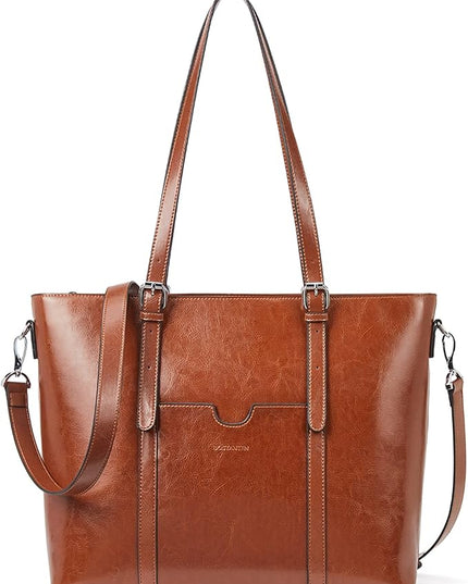 BOSTANTEN Leather Laptop Bag Work Tote for Women Shoulder Handbag Briefcase 15.6 inch Satchel Computer Bag