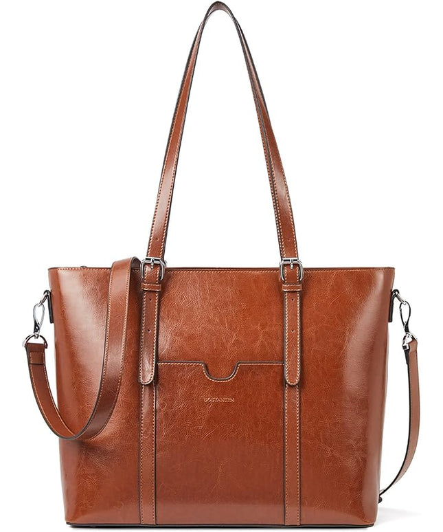 BOSTANTEN Leather Laptop Bag Work Tote for Women Shoulder Handbag Briefcase 15.6 inch Satchel Computer Bag