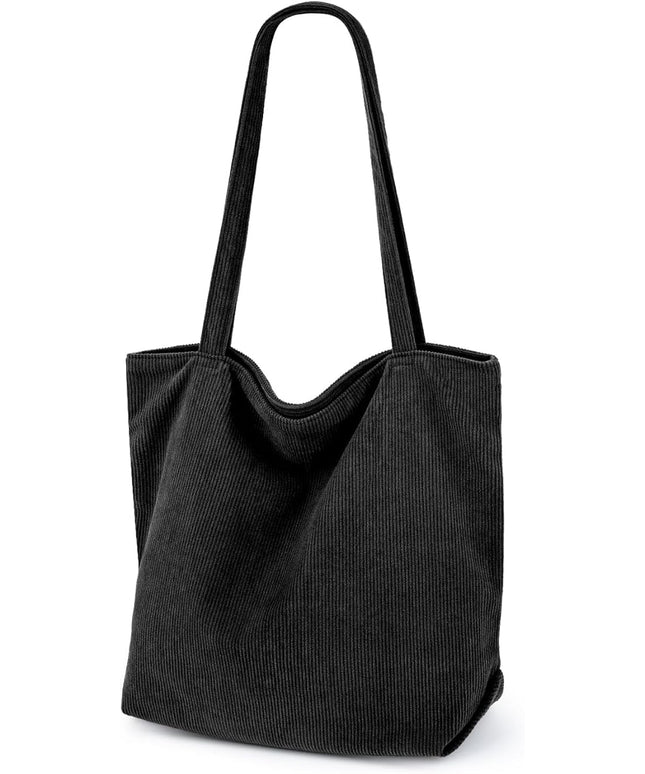 Iioscre Corduroy Tote Bag for Women,Hobo HandBags with Zipper,Large Capacity Casual Shoulder Handbags with Inner Pockets